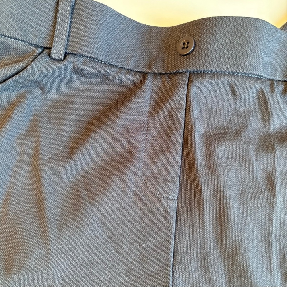 Slim Stretch Dress Pants Blue Gray Rayon Blend Size M Officecore Minimalist - Picture 3 of 5